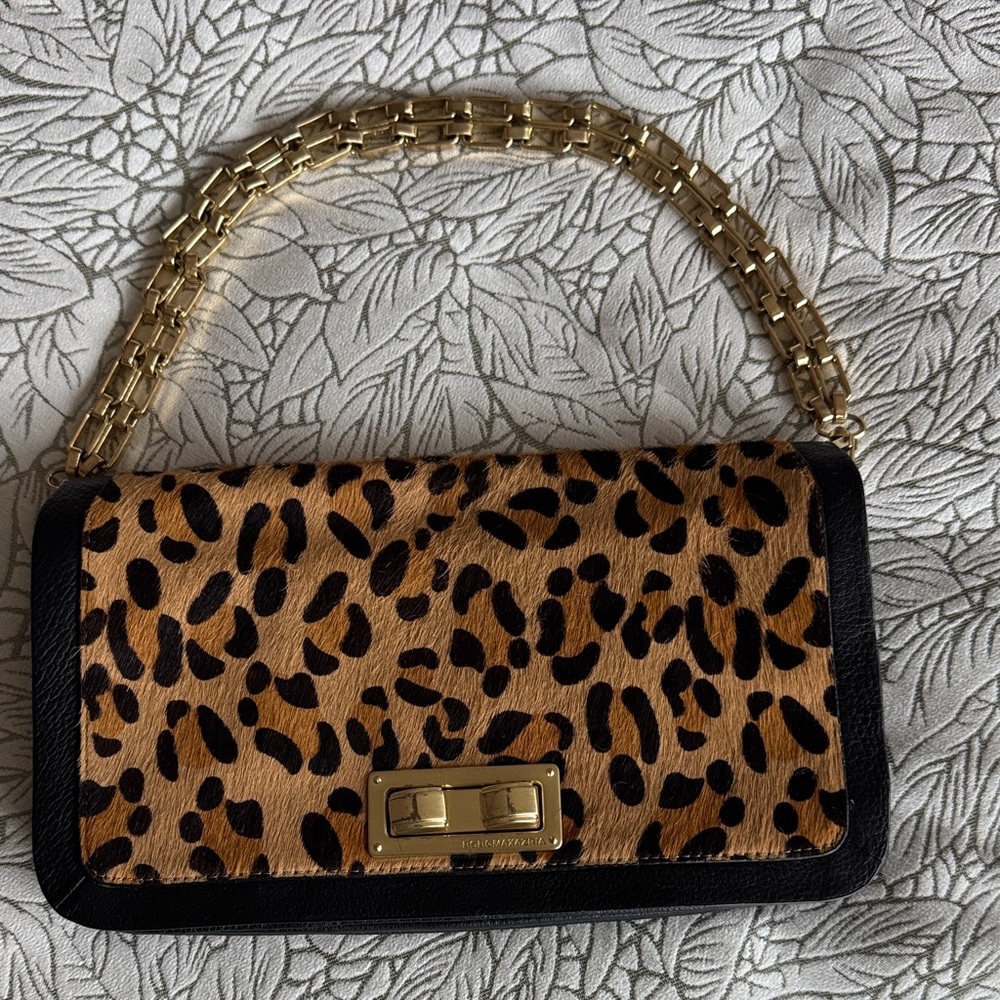 BCBG MaxAzria Leopard Print Chain Shoulder Bag clutch